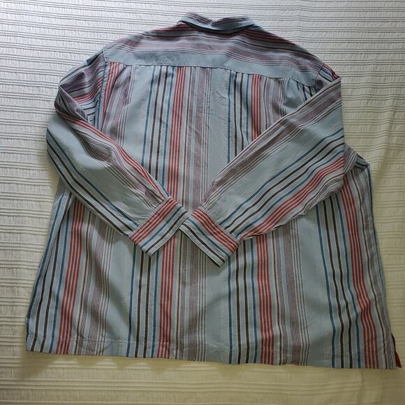 Tommy Bahama Mens Striped Silk Blend Button Front Long Sleeve Shirt 2X - Picture 12 of 16